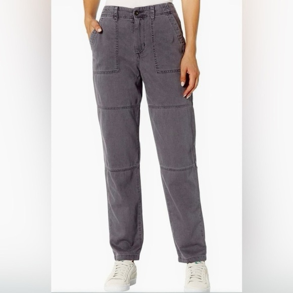 Harlow size 27, Dark Gray/Black Cargo Pants with fitted ankle cuffs, 100% Cotton